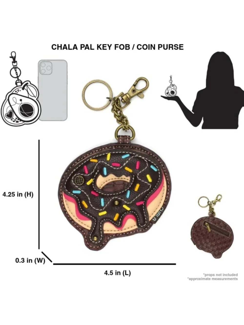 Chic Women's Decorative Key Fob & Coin Purse - Fun Donut Design Accessory